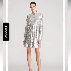 Halston CAI SEQUIN DRESS silver mermaid sequin size 8